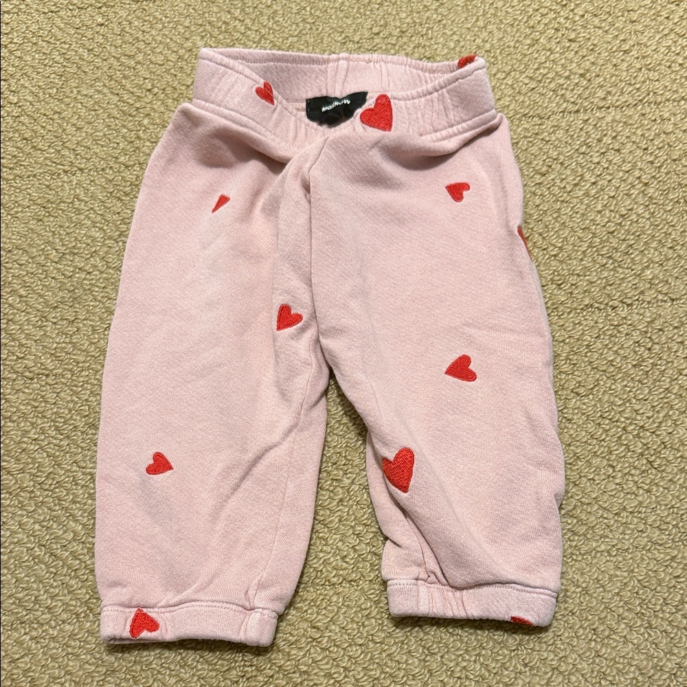 Monrow 2T Pink Baby Pants with Red Hearts embroidered